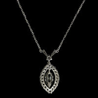 14K White Gold Estate Marquise Diamond Pendant