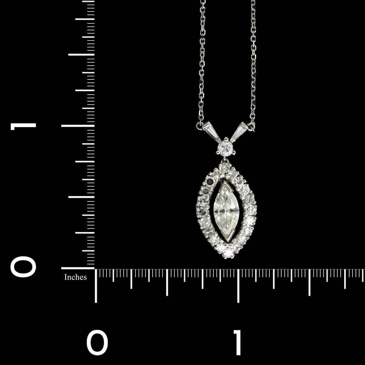 14K White Gold Estate Marquise Diamond Pendant