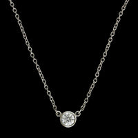Tiffany & Co. Elsa Peretti Platinum Estate Diamond by the Yard Single Diamond Pendant Necklace