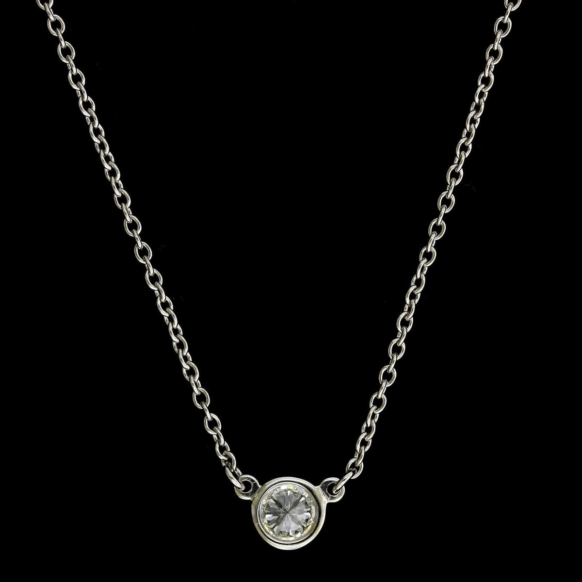 Tiffany & Co. Elsa Peretti Platinum Estate Diamond by the Yard Single Diamond Pendant Necklace