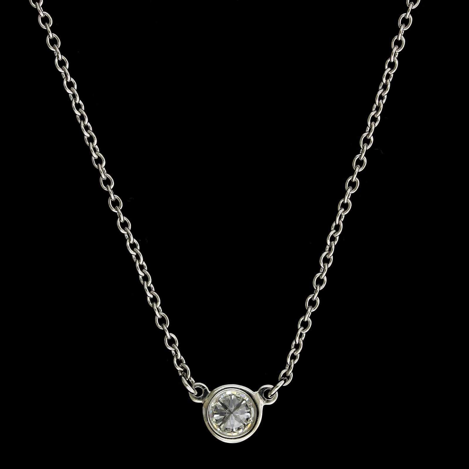Tiffany & Co. Elsa Peretti Platinum Estate Diamond by the Yard Single Diamond Pendant Necklace