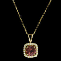 14K Yellow Gold Estate Garnet and Diamond Pendant