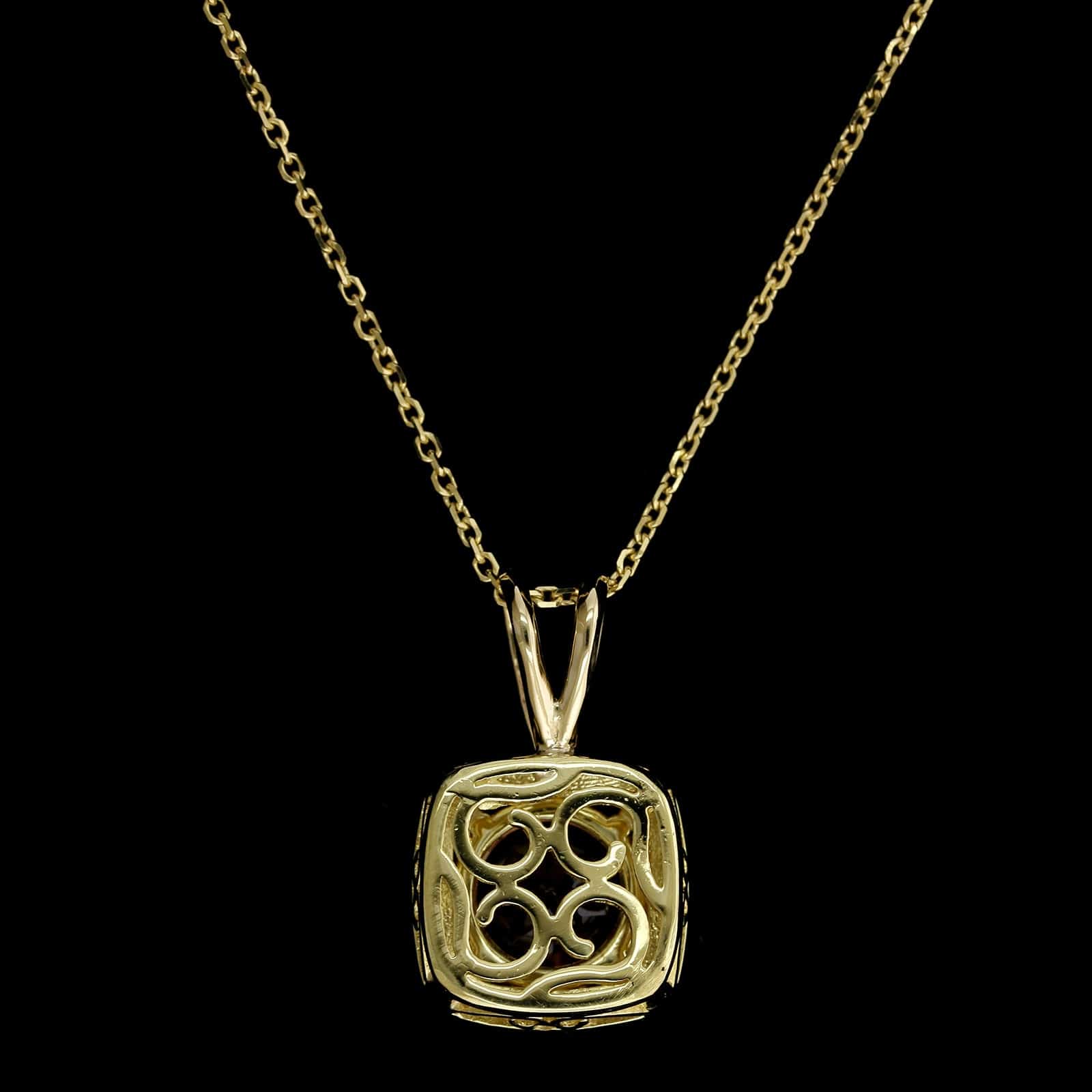 14K Yellow Gold Estate Garnet and Diamond Pendant