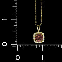 14K Yellow Gold Estate Garnet and Diamond Pendant