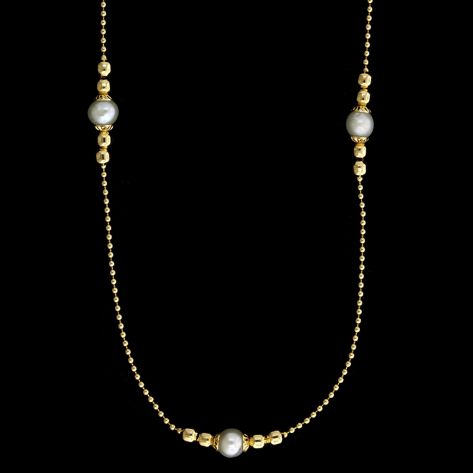 14K Yellow Gold Estate Cultured Freshwater Pearl Necklace