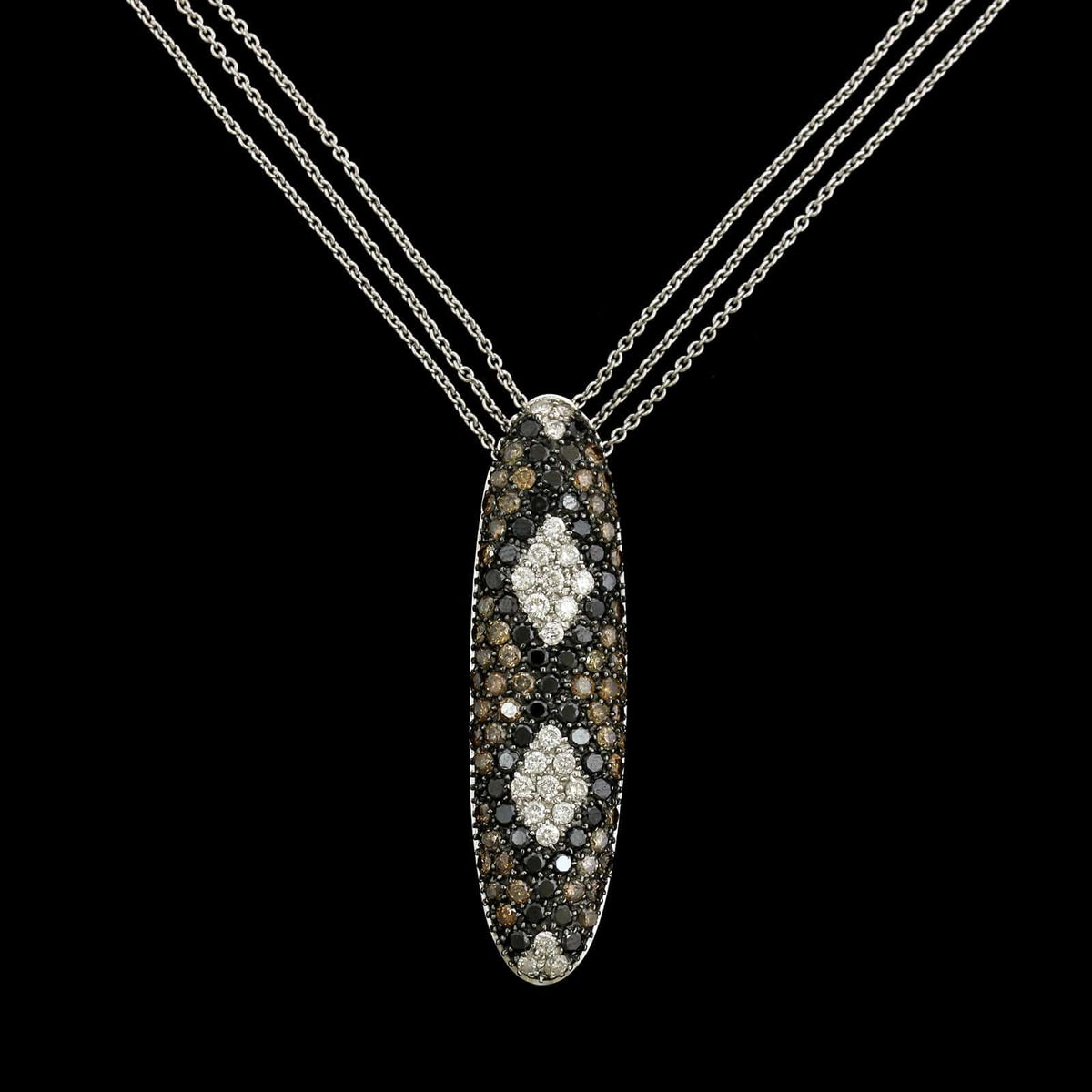 18K White Gold Estate Colored Diamond Pendant