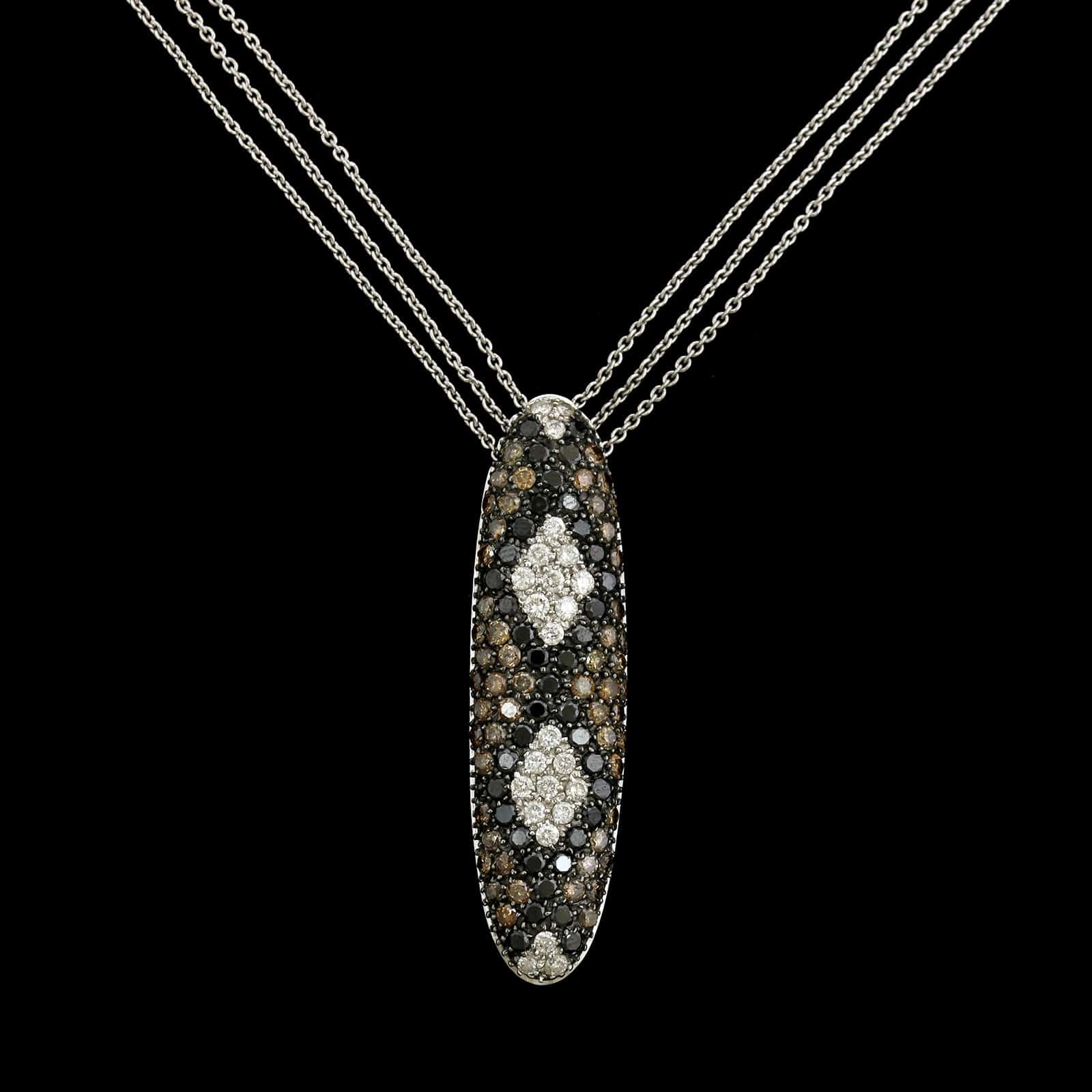 18K White Gold Estate Colored Diamond Pendant