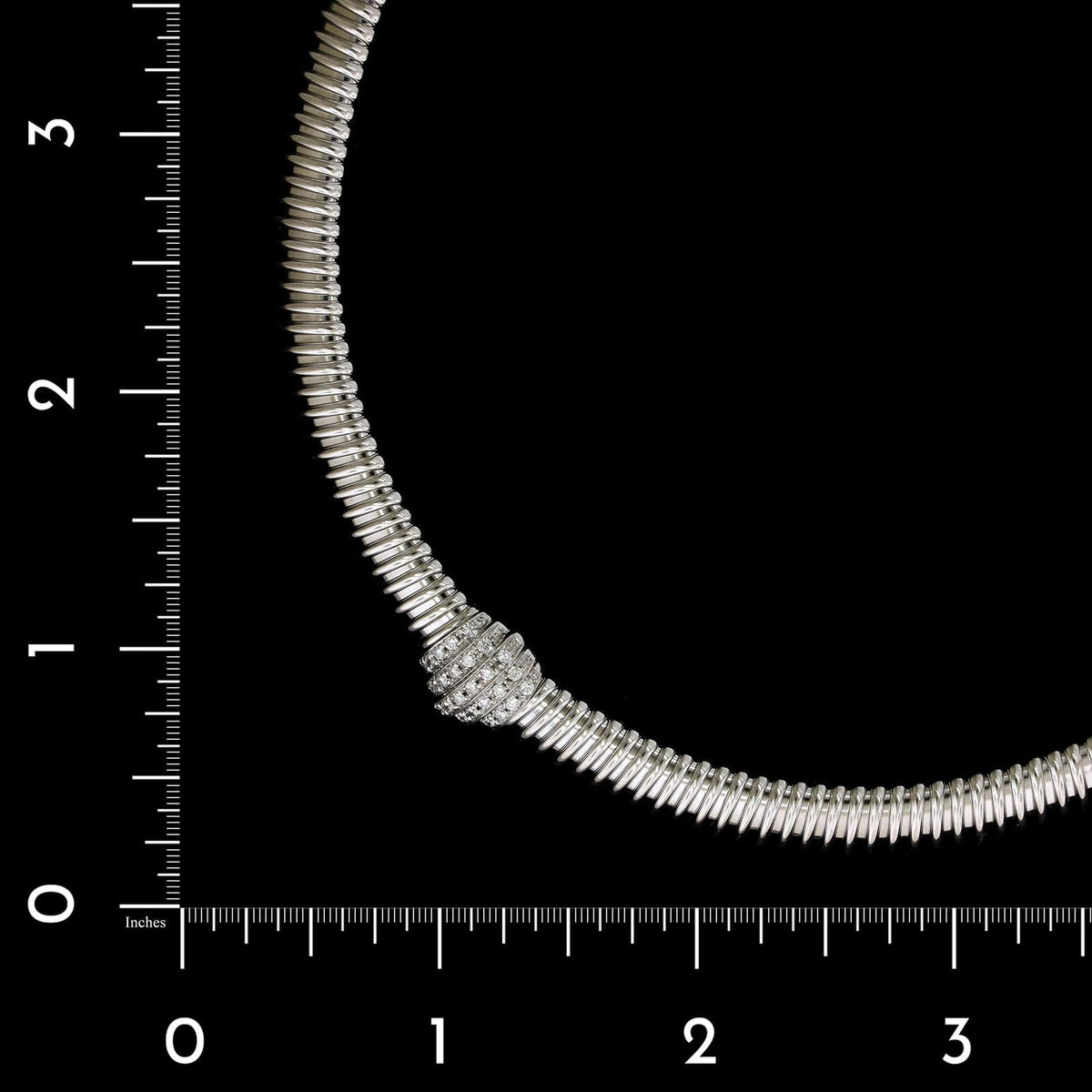 Carlo Weingrill 18K White Gold Estate Diamond Tubogas Necklace