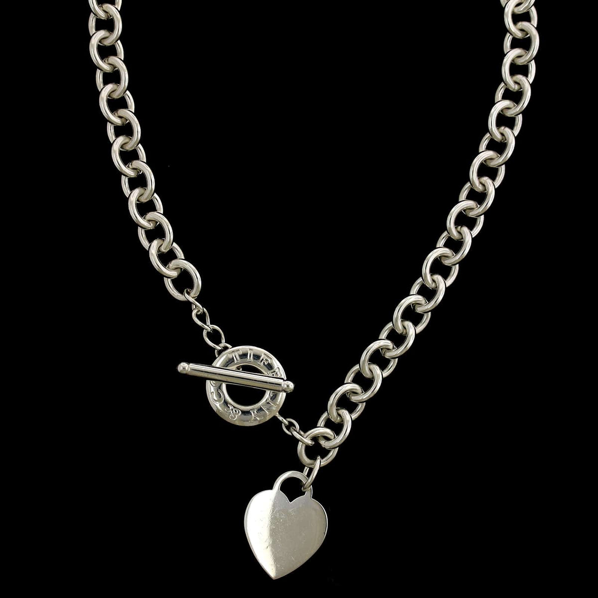Tiffany & Co. Sterling Silver Estate Heart Toggle Necklace