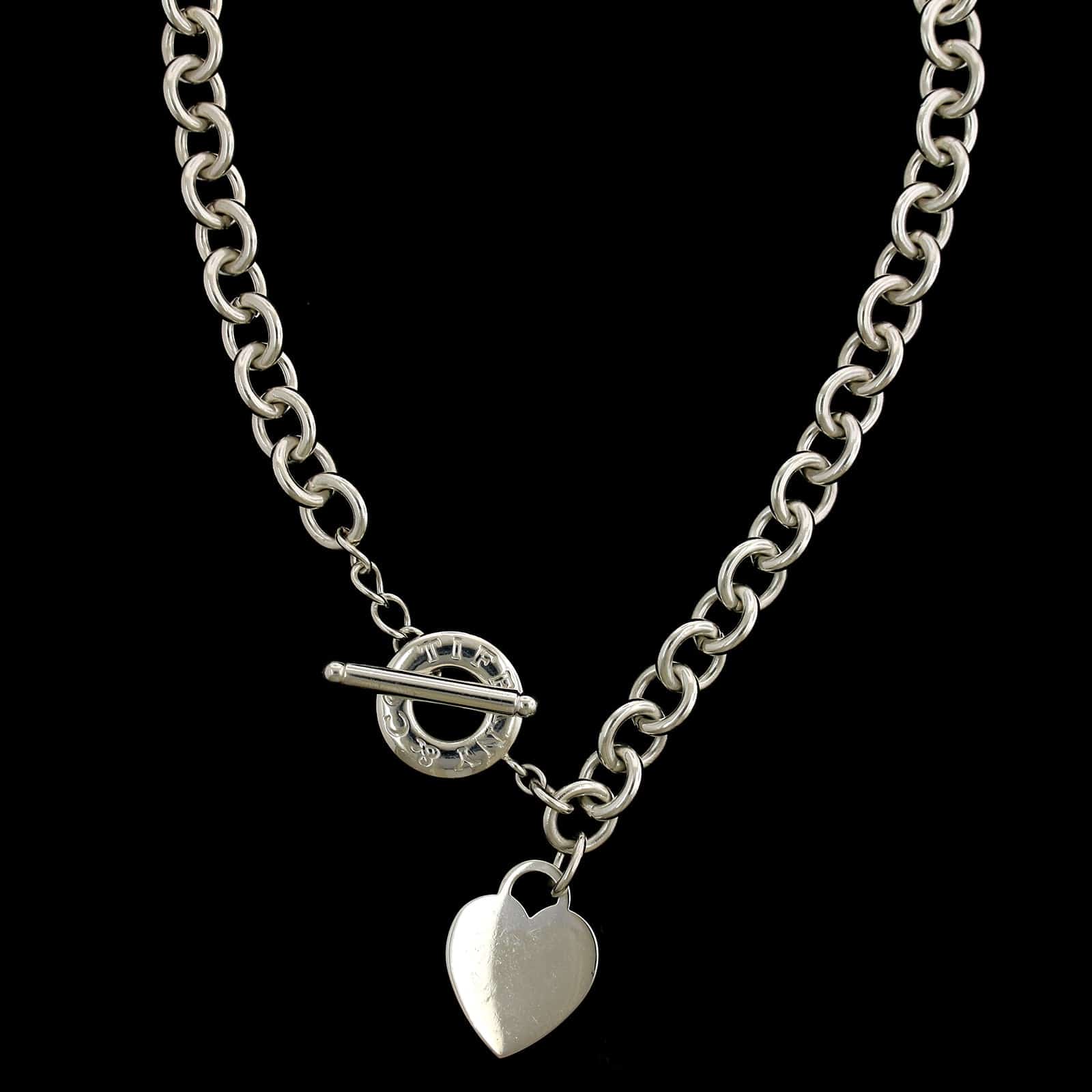 Tiffany & Co. Sterling Silver Estate Heart Toggle Necklace