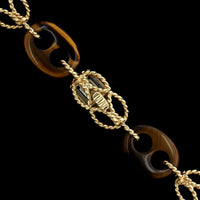 14K Yellow Gold Estate Tiger's Eye Mariner Link Necklace