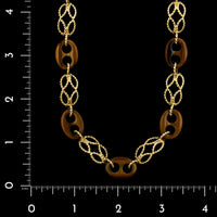 14K Yellow Gold Estate Tiger's Eye Mariner Link Necklace