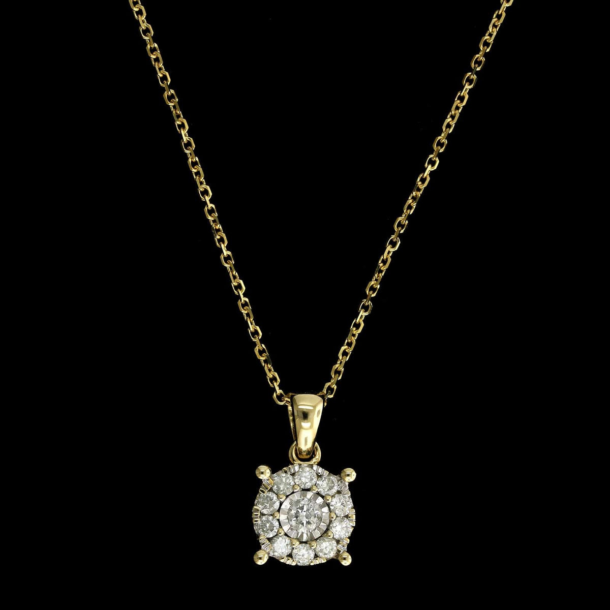 14K Yellow Gold Estate Diamond Pendant Necklace