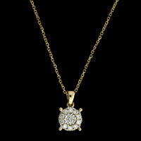 14K Yellow Gold Estate Diamond Pendant Necklace