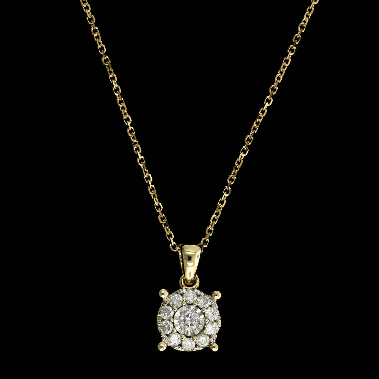 14K Yellow Gold Estate Diamond Pendant Necklace