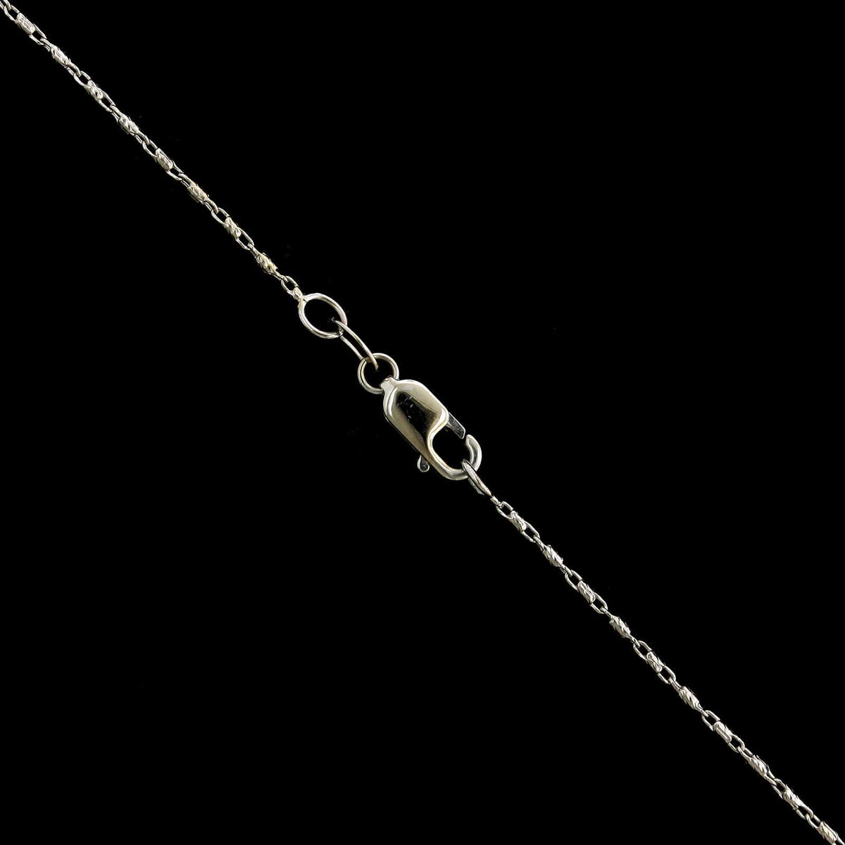 14K White Gold Estate Diamond J Initial Pendant Necklace