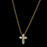 Roberto Coin 18K Yellow Gold Estate Diamond Tiny Treasures Diamond Cross Pendant Neckalce