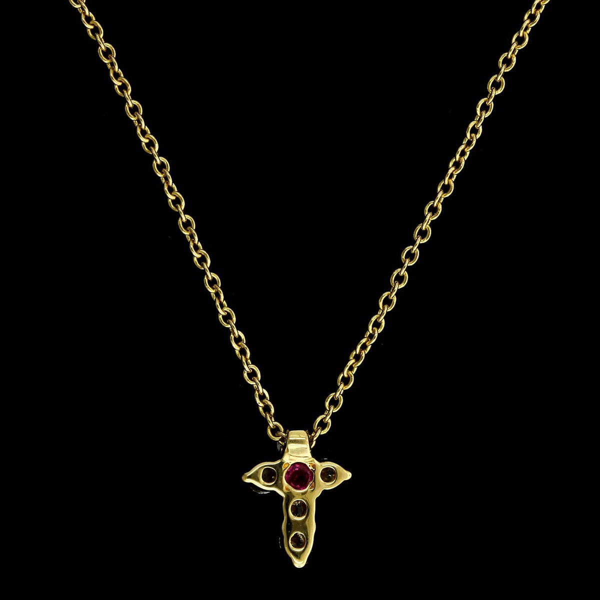 Roberto Coin 18K Yellow Gold Estate Diamond Tiny Treasures Diamond Cross Pendant Neckalce