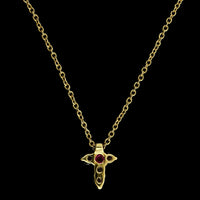 Roberto Coin 18K Yellow Gold Estate Diamond Tiny Treasures Diamond Cross Pendant Neckalce