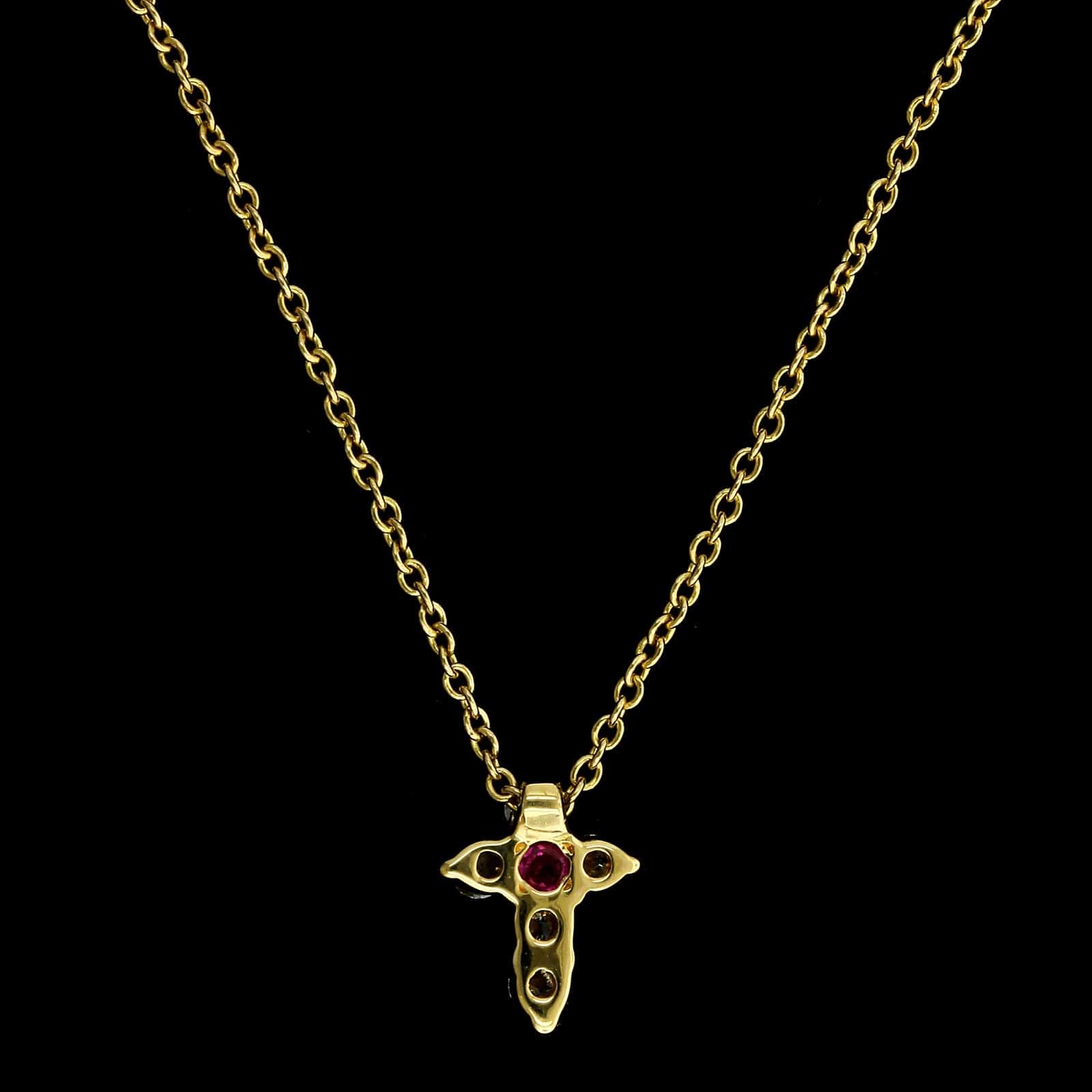 Roberto Coin 18K Yellow Gold Estate Diamond Tiny Treasures Diamond Cross Pendant Neckalce