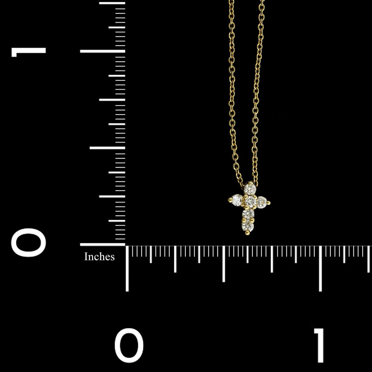 Roberto Coin 18K Yellow Gold Estate Diamond Tiny Treasures Diamond Cross Pendant Neckalce