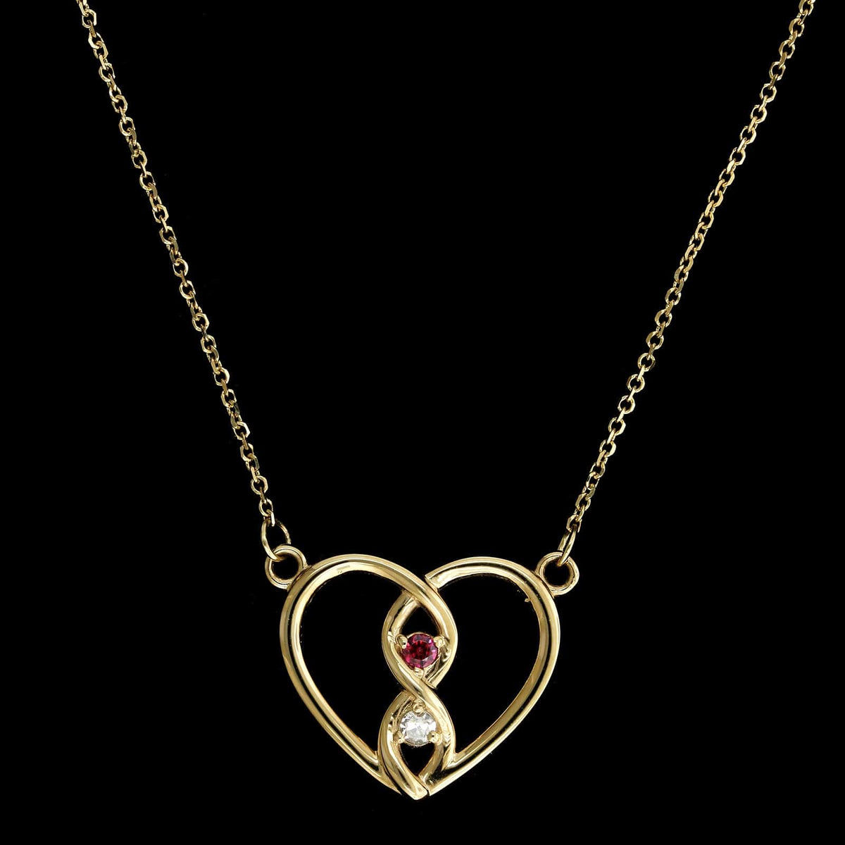 14K Yellow Gold Estate Ruby and Diamond Heart Pendant