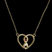 14K Yellow Gold Estate Ruby and Diamond Heart Pendant