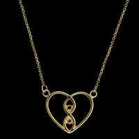 14K Yellow Gold Estate Ruby and Diamond Heart Pendant