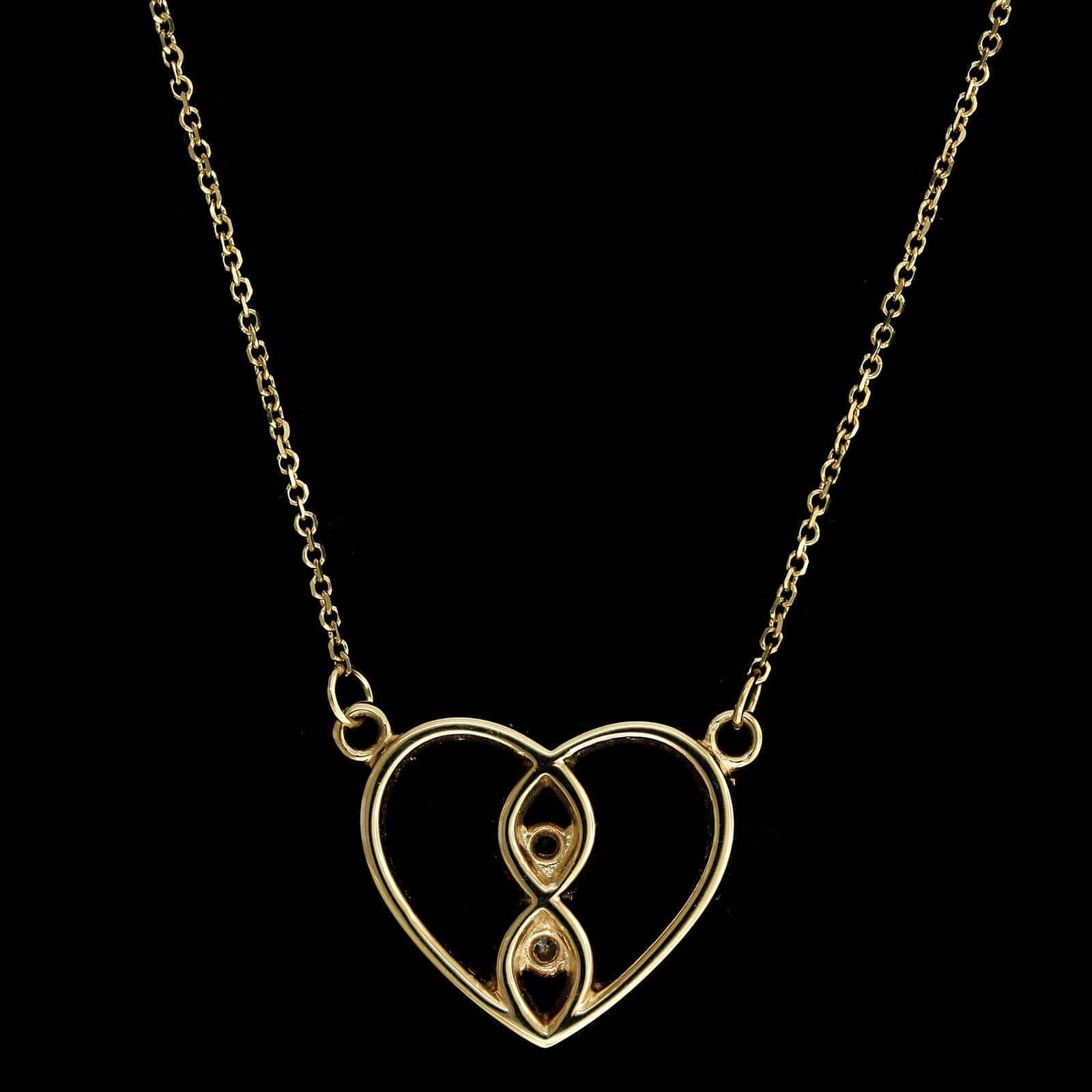 14K Yellow Gold Estate Ruby and Diamond Heart Pendant