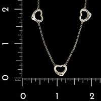 Tiffany & Co. Sterling Silver Estate Elsa Peretti Triple Open Heart Necklace