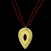 18K Yellow Gold Estate Carnelian Bead and Diamond Necklace