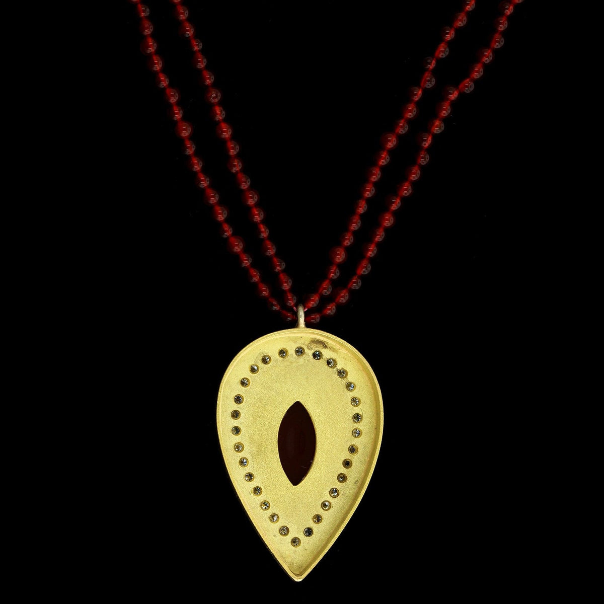 18K Yellow Gold Estate Carnelian Bead and Diamond Necklace
