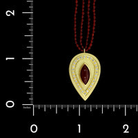 18K Yellow Gold Estate Carnelian Bead and Diamond Necklace