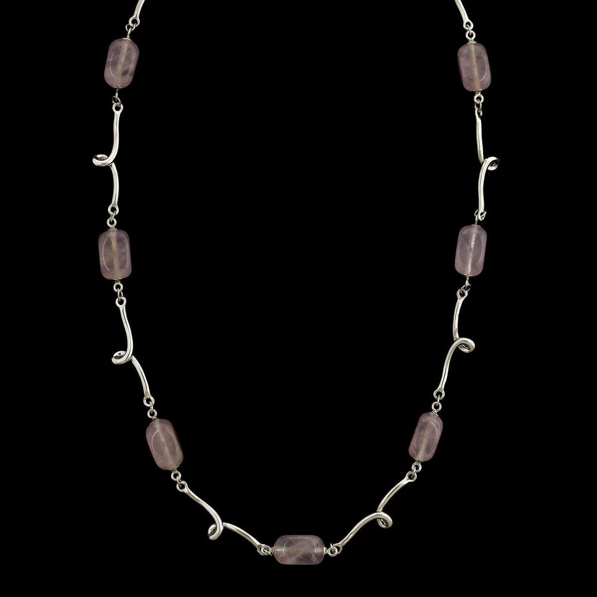 Tiffany & Co. Sterling Silver Estate Rose Quartz Twirl Necklace