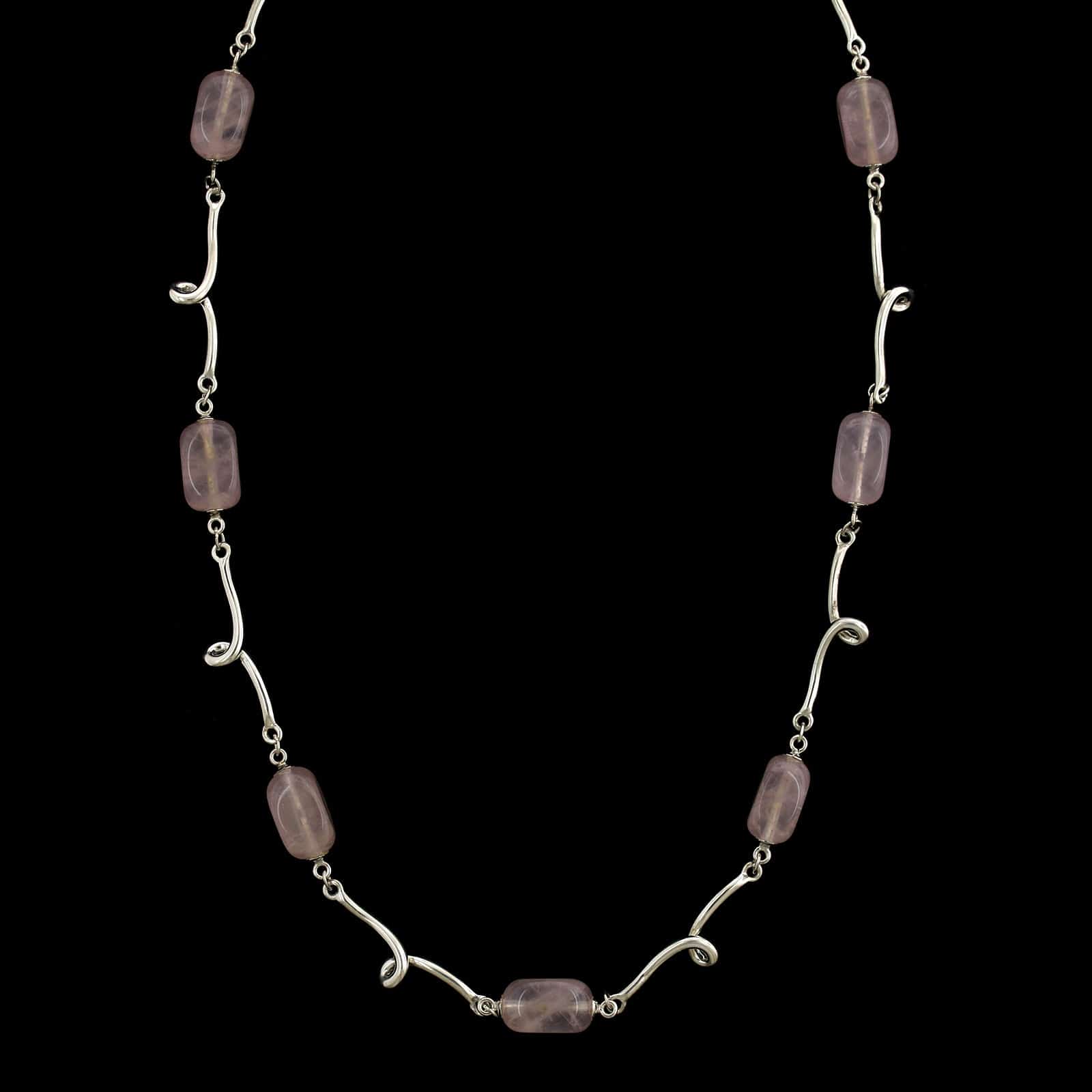 Tiffany & Co. Sterling Silver Estate Rose Quartz Twirl Necklace