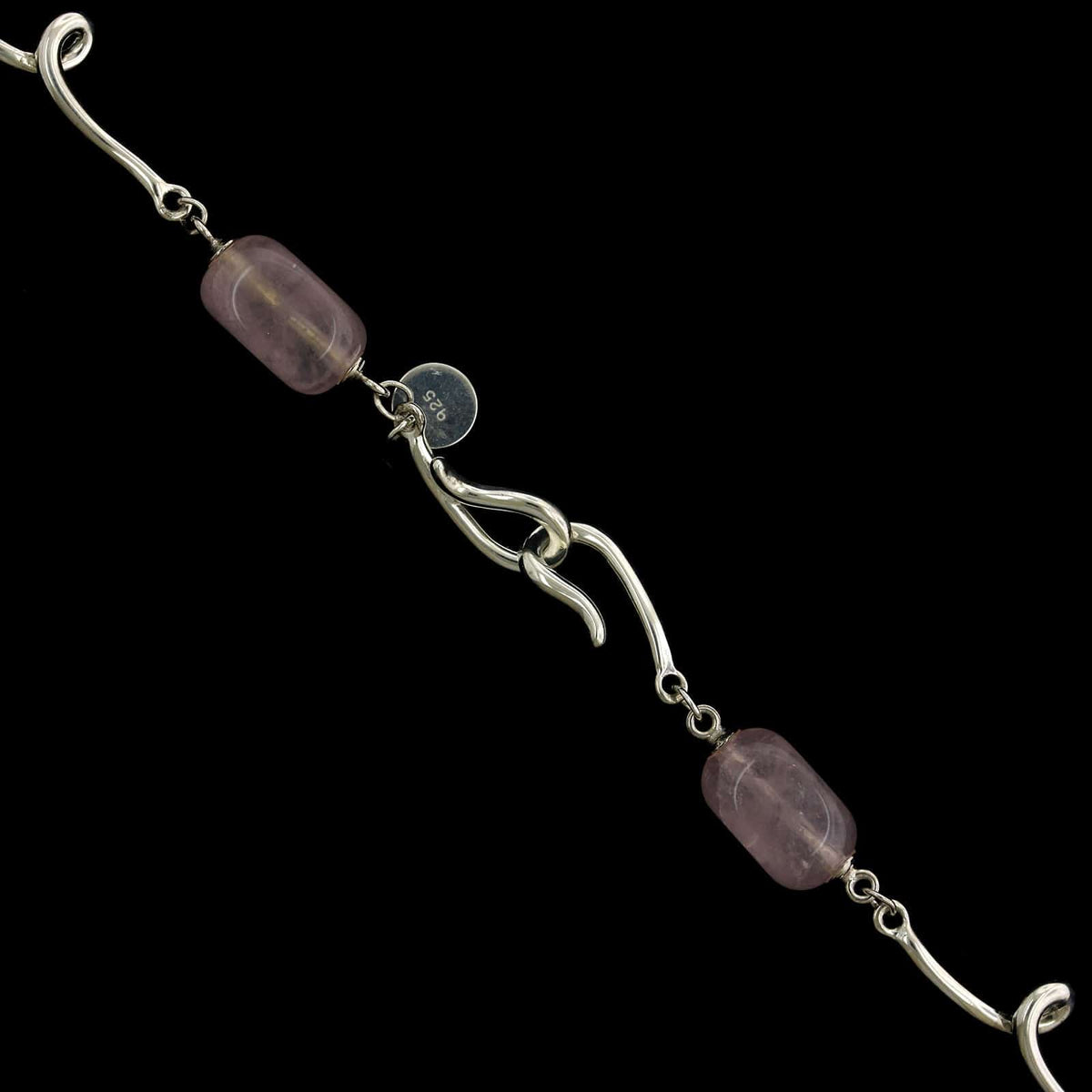 Tiffany & Co. Sterling Silver Estate Rose Quartz Twirl Necklace