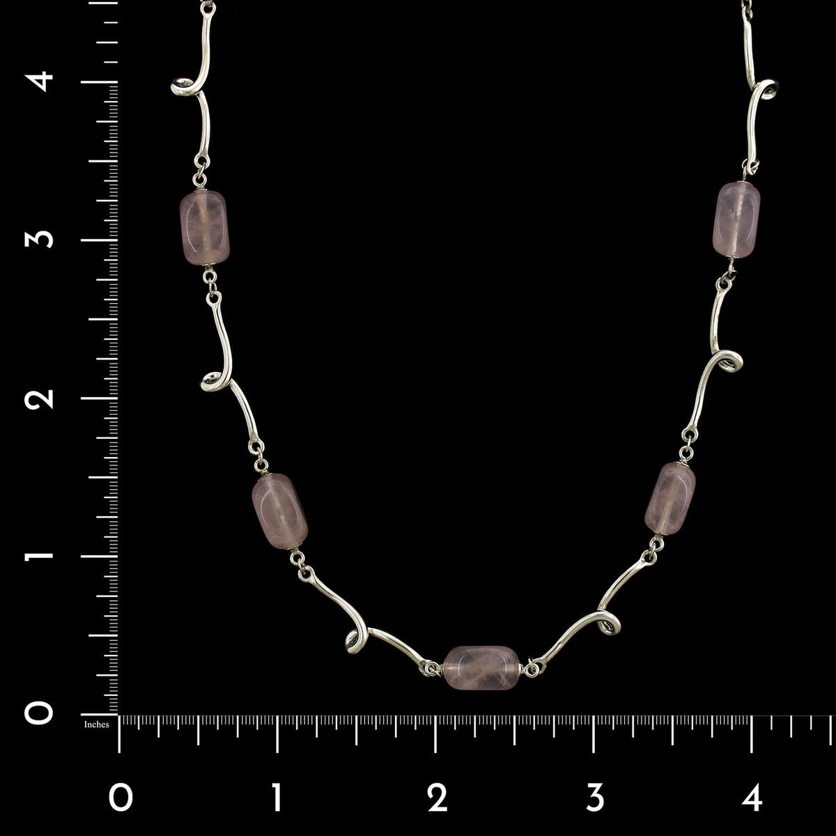Tiffany & Co. Sterling Silver Estate Rose Quartz Twirl Necklace