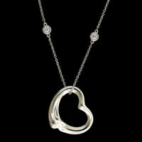 Tiffany & Co. Sterling Silver Estate Elsa Peretti 'Diamonds by the Yard' Open Heart Necklace