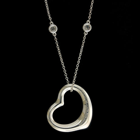 Tiffany & Co 16mm 750 (Gold) Elsa Peretti Open Heart Necklace 16