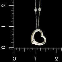 Tiffany & Co. Sterling Silver Estate Elsa Peretti 'Diamonds by the Yard' Open Heart Necklace