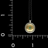 Adel Chifridi Sterling Silver and 18K Yellow Gold estate Emerald Harmony in Green Pendant