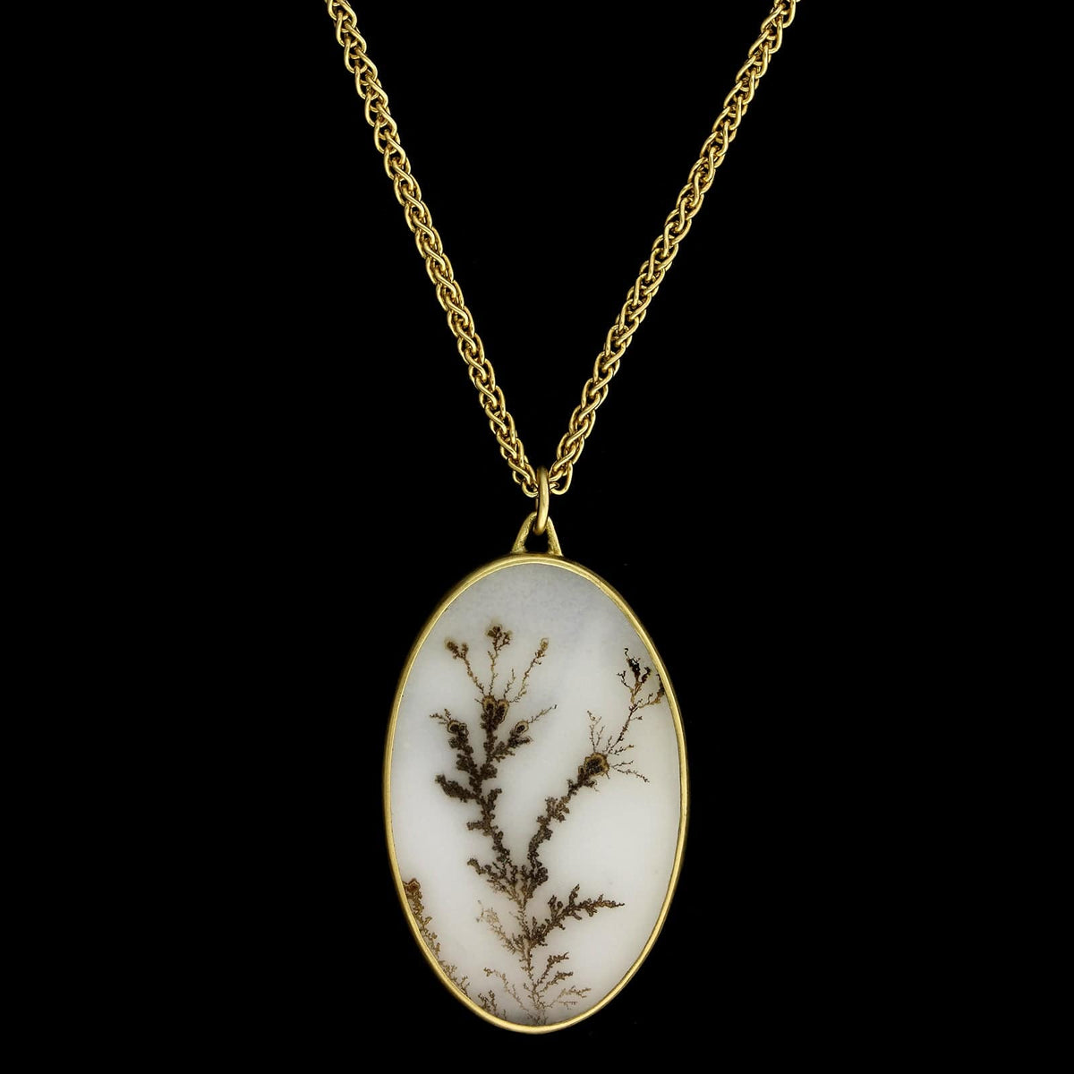 Gabriella Kiss 18K Yellow Gold Estate Dendrite Agate Pendant