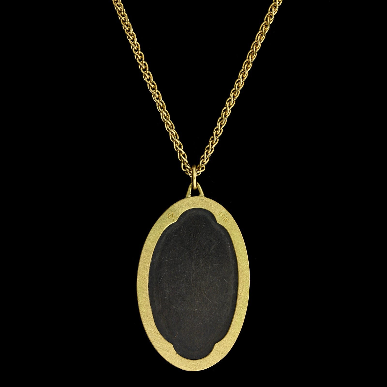 Gabriella Kiss 18K Yellow Gold Estate Dendrite Agate Pendant