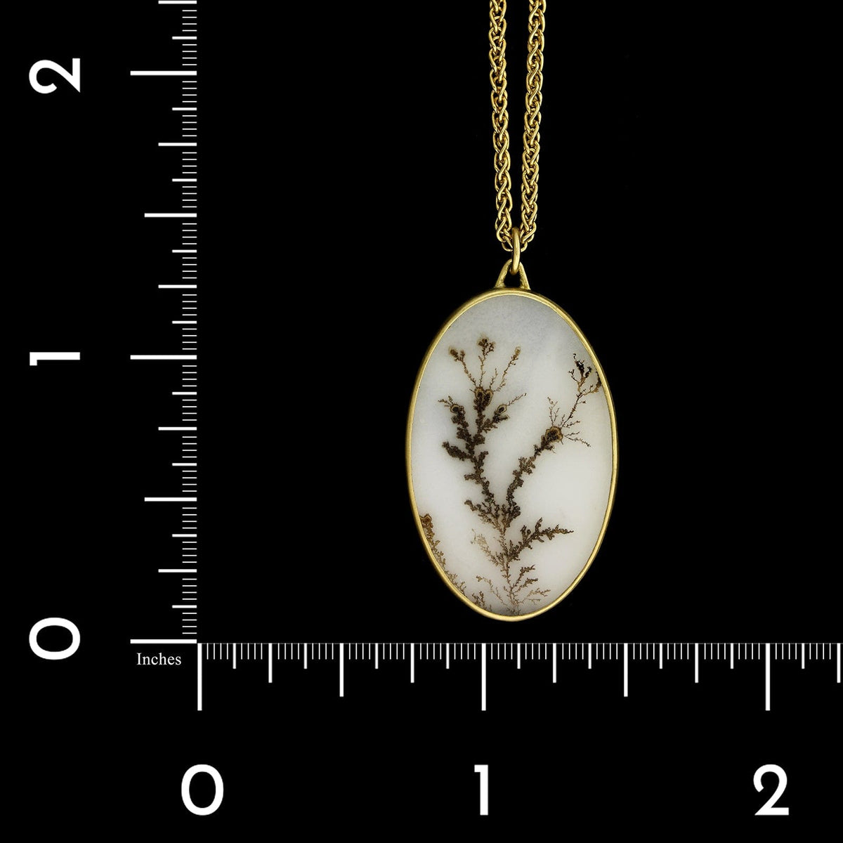 Gabriella Kiss 18K Yellow Gold Estate Dendrite Agate Pendant