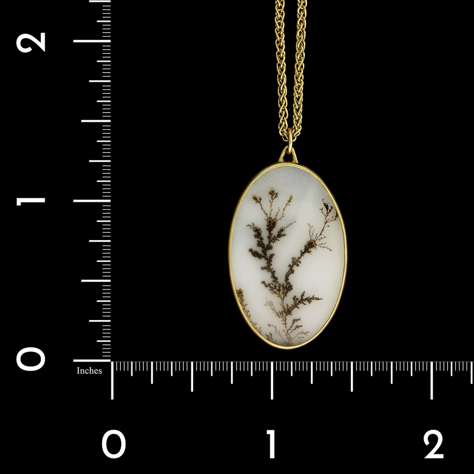 Gabriella Kiss 18K Yellow Gold Estate Dendrite Agate Pendant