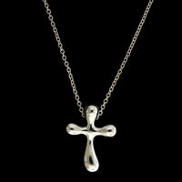 Tiffany & Co. Sterling Silver Estate Elsa Peretti Cross Pendant Necklace