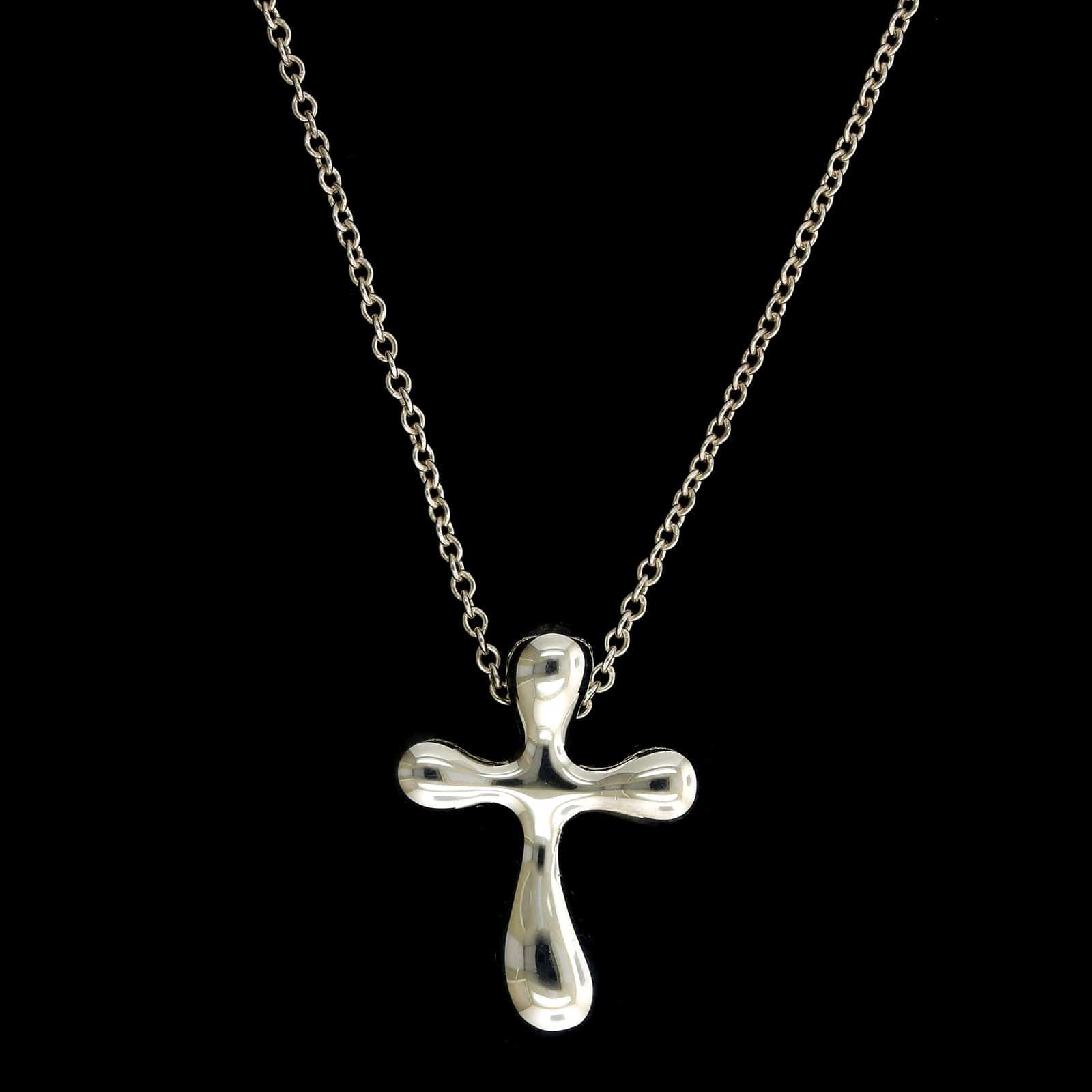 Tiffany & Co. Sterling Silver Estate Elsa Peretti Cross Pendant Necklace