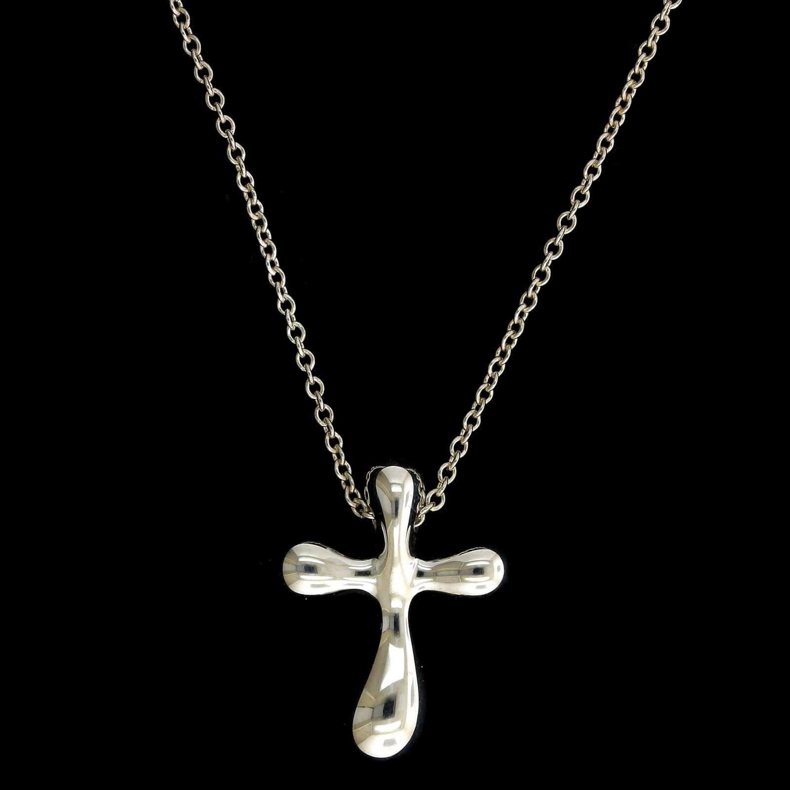 Tiffany & Co. Sterling Silver Estate Elsa Peretti Cross Pendant Necklace
