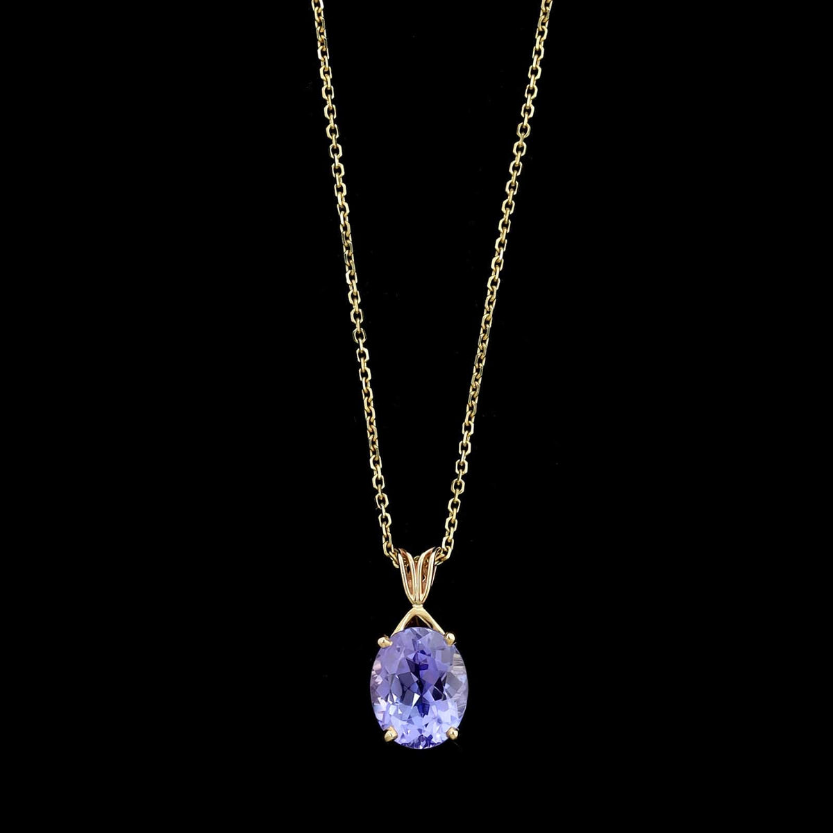 14K Yellow Gold Estate Tanzanite Pendant Necklace