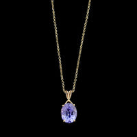14K Yellow Gold Estate Tanzanite Pendant Necklace